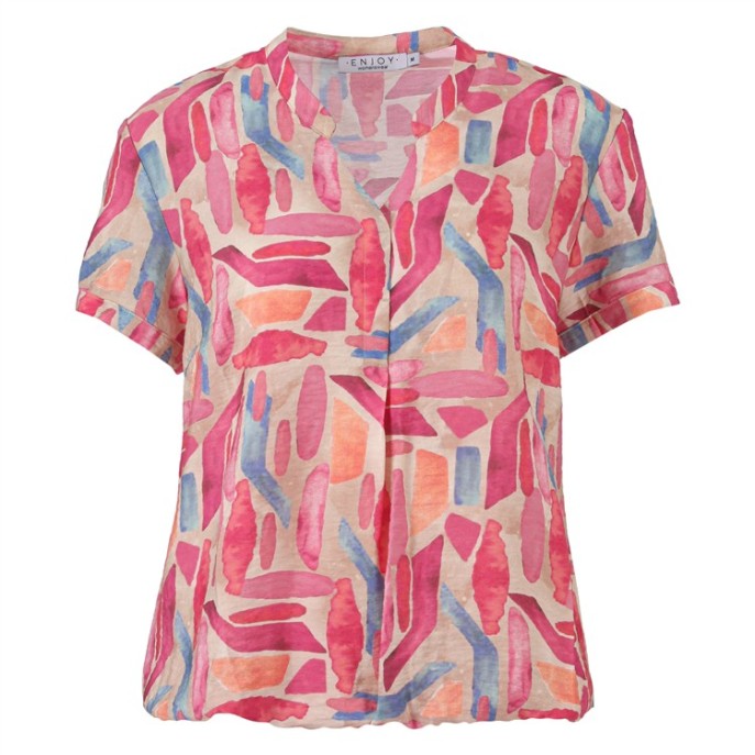 Enjoy blouse allover print Pink blue zand